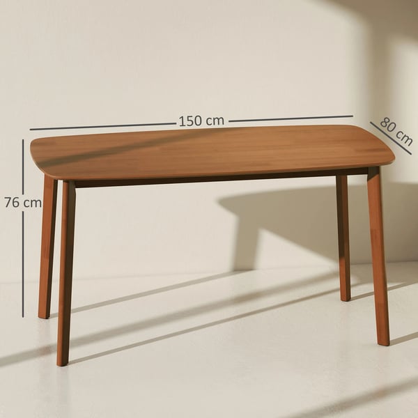 Matbord i massivt furuträ, lackad yta, 150 x 80 cm, ljusbrun