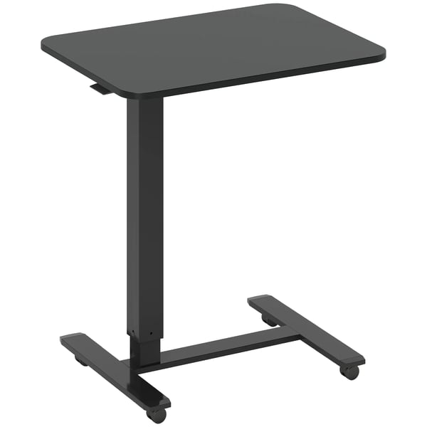 Hjdejusterbart C-formet stttebord med hjul, 65x48x73-110 cm, Sort