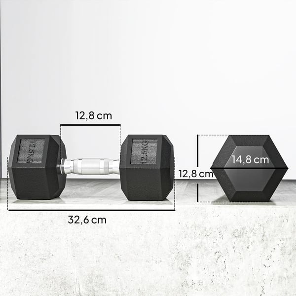 Håndvægte med Gummi Grib, Metal/Gummi, Sort, 2 x 12,5 kg
