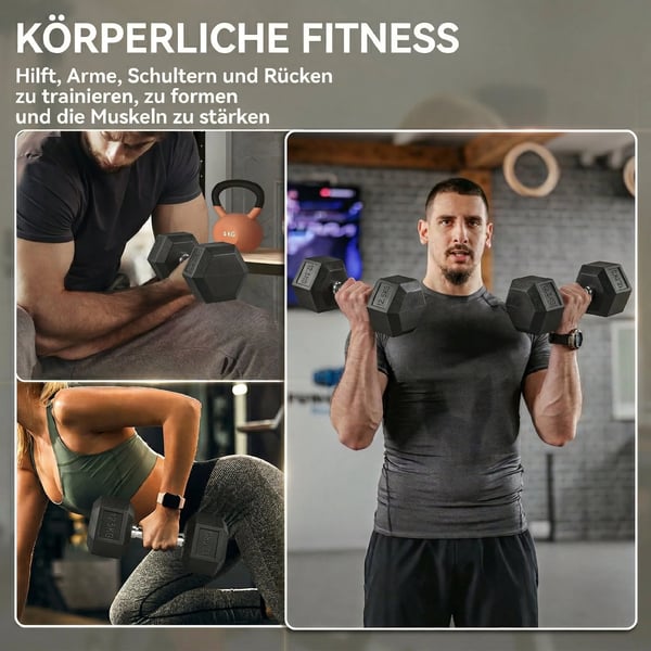 Håndvægte med Gummi Grib, Metal/Gummi, Sort, 2 x 12,5 kg