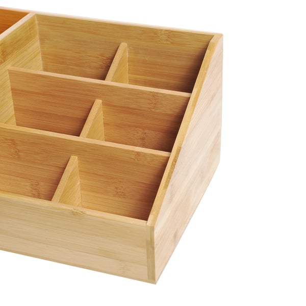 Skrivbordsorganisatör i Bambu - 2 Lådor & 7 Fack, Natur, L33xB20,5xH15,5 cm