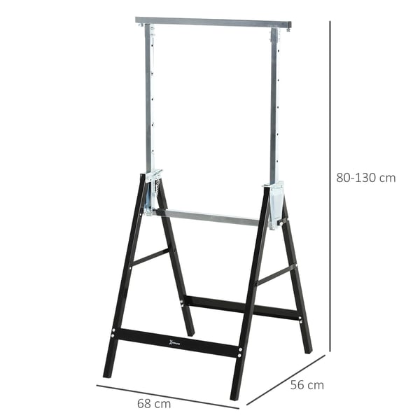 Sågbock, höjdjusterbar, fällbar, metall, svart, 68x56x80-130cm, 200kg