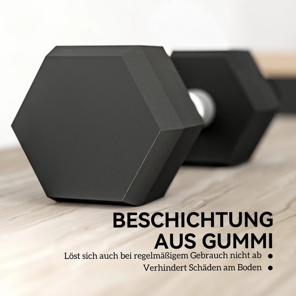 Håndvægte - 2 stk. - 6 kg hver - Metal/Gummi - Sort