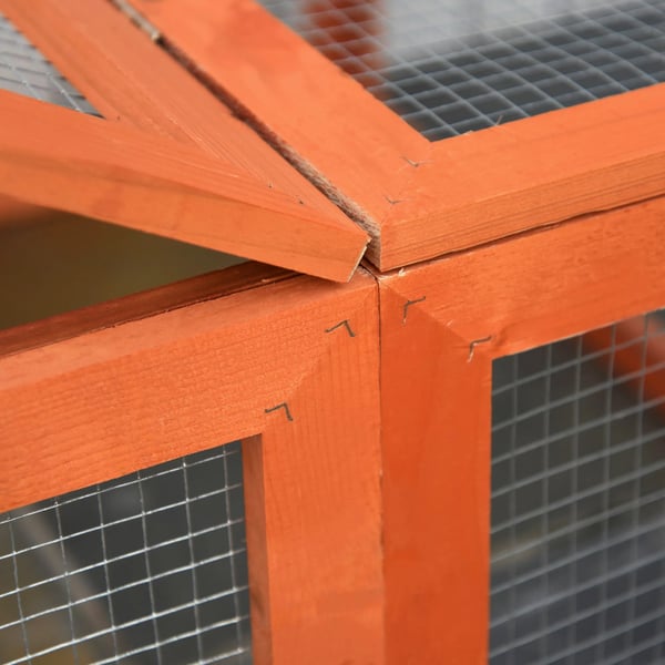 smådjursbur 180 x 90 x 48 cm med inhägnad multifunktionell granträ orange