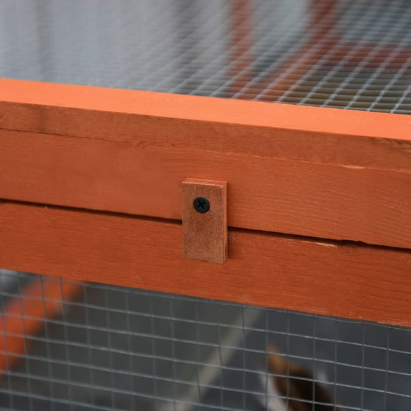 smådjursbur 180 x 90 x 48 cm med inhägnad multifunktionell granträ orange