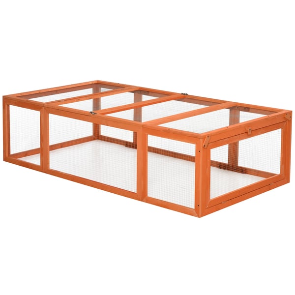 smådjursbur 180 x 90 x 48 cm med inhägnad multifunktionell granträ orange