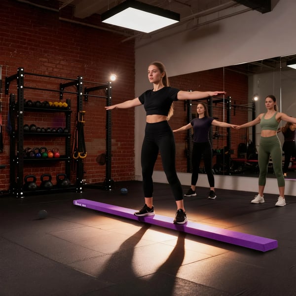 Sammenklappelig Gymnastiksbalk - 210 cm, Lilla Polyester, Indendørs/Udendørs, Max 120 kg