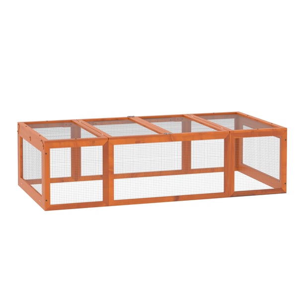 smådjursbur 180 x 90 x 48 cm med inhägnad multifunktionell granträ orange