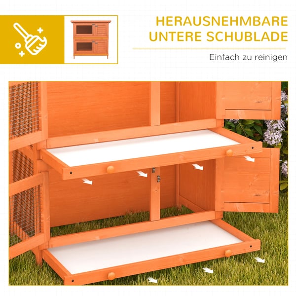Dubbelvånings Smådjursbur för Dvärgkaniner med Asfaltstak Utomhus Väderbeständig Gran 90x45x90cm Gul