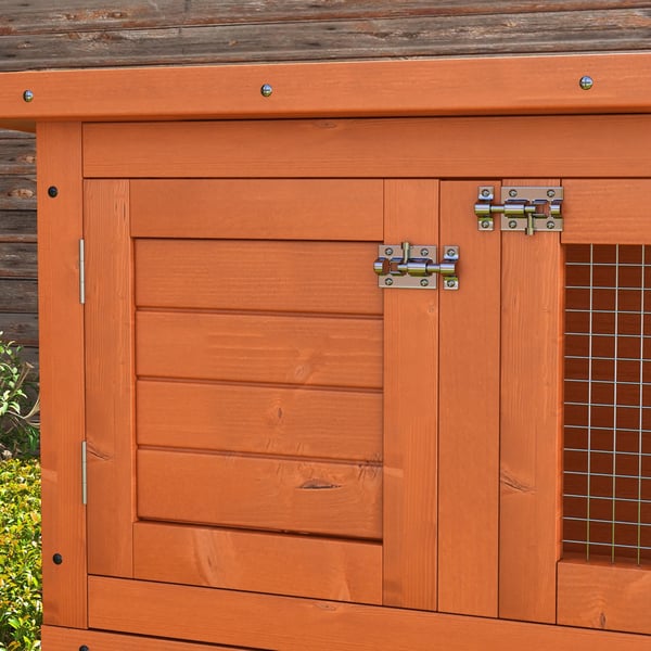 Dubbelvånings Smådjursbur för Dvärgkaniner med Asfaltstak Utomhus Väderbeständig Gran 90x45x90cm Gul