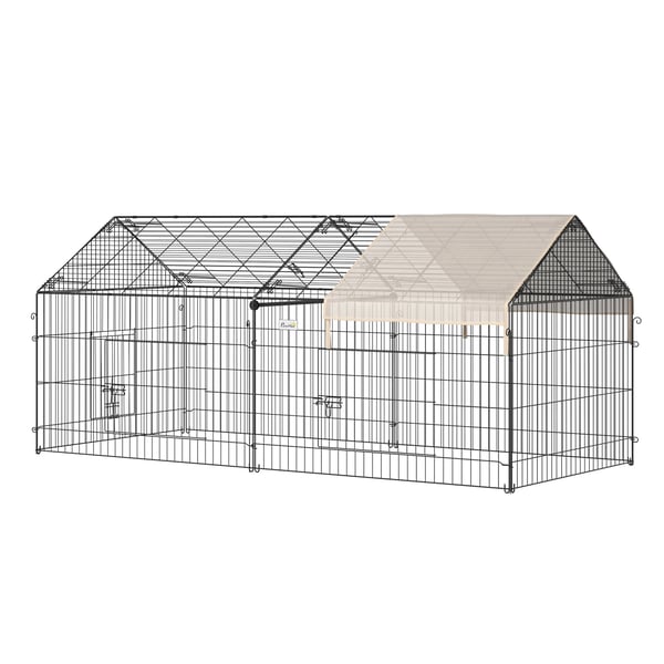 Løbegård til Smådyr i Metal & Polyethylen - Beige/Sort, 220x103x103 cm
