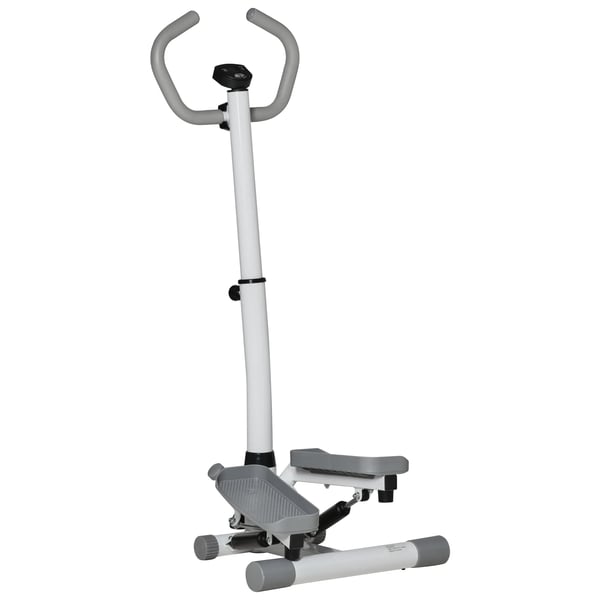 Side Stepper til hjemmetræner, Justerbar, LCD, Metal/ABS, Hvid/Grå, 55x53x118-128cm