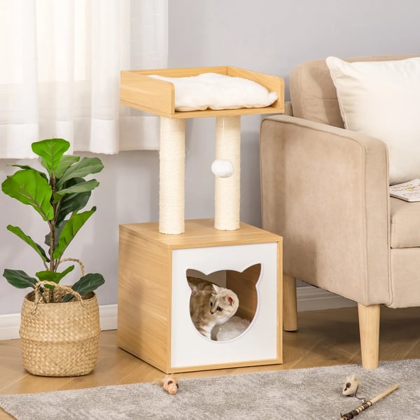 Kradsetræ med Kattehule, Sisal, 35x35x81cm