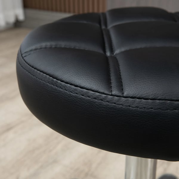 Justerbar Rullepind Stol, Drejelig Salonstol til Kontor med Kunstlder, Sort, 35,5 x 51-67 cm