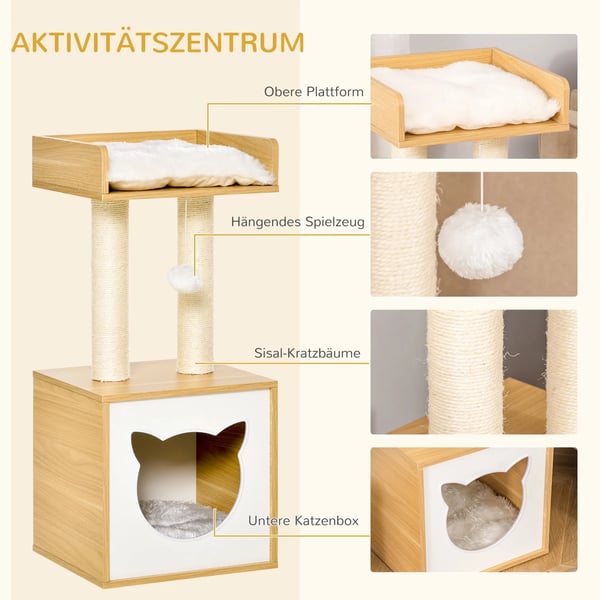 Kradsetræ med Kattehule, Sisal, 35x35x81cm