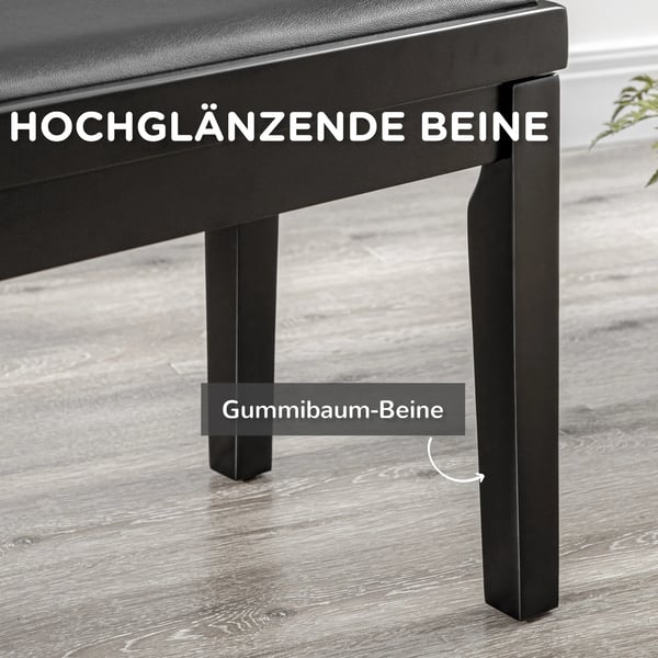 Pianobänk med höjdjusterbart konstläder, svart