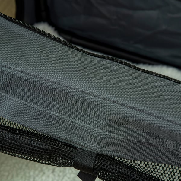 hundetaske hundebur med netvindue, kattetransportbur med pude, Oxford-stof, grå, til hunde op til 4 kg