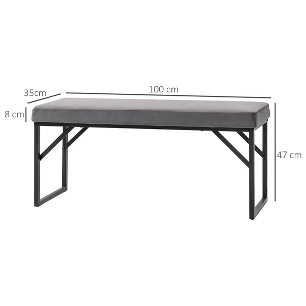 Sittbänk Sammet Mörkgrå - 100x35x47cm