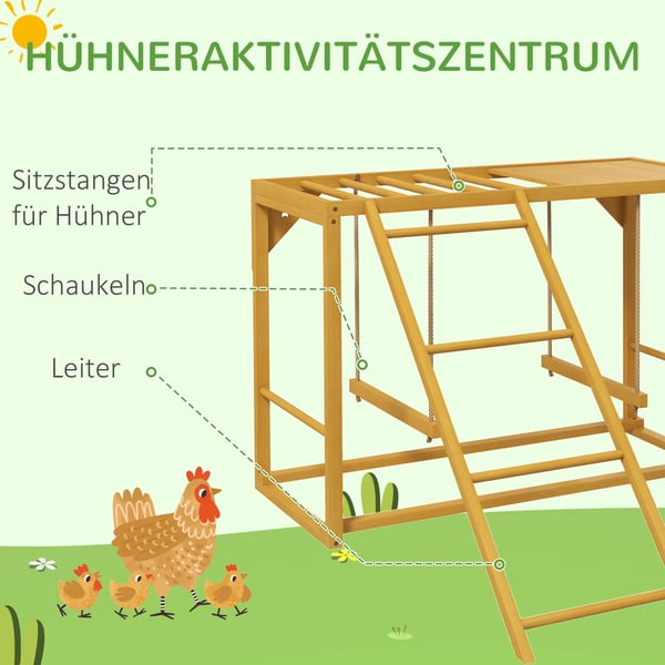 Træ kyllingelegeplads med gynger og stige - naturtræ, for sundhed og trivsel