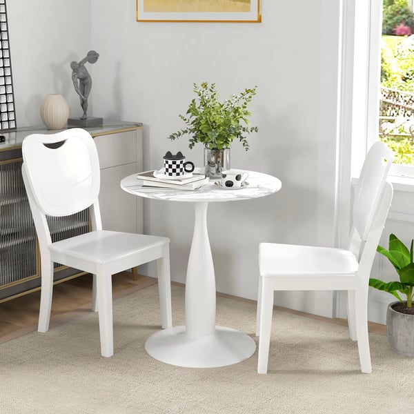 runt matbord 70x74cm Vit MDF och stål