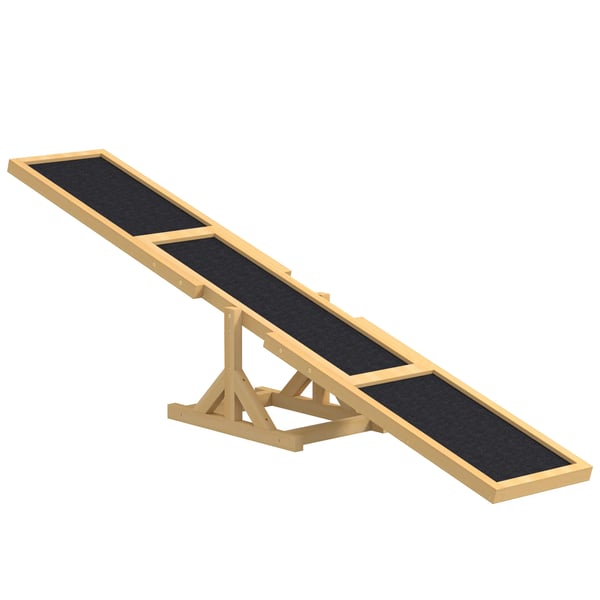 Hundvippa i Tannenholz, Gul - Träningsramp för Hundar upp till 50 kg, 180x30x30 cm