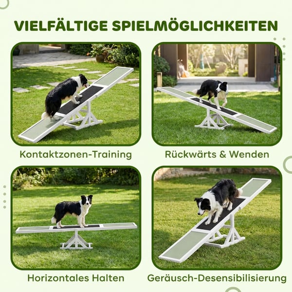 Hundvippa i Tannenholz, Vit Agility Ramp för hundar, Halkfri Balansbräda för träning, Lättvikt 7 kg, 180x30x30 cm
