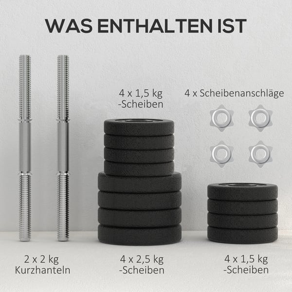 Justerbart Vægtstangsæt 25KG Sort Stål med Forlænger til Hjemmebrug og Fitness