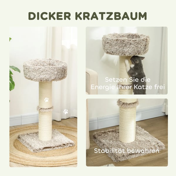 Klösträd för katter 87cm, med säng och sisalklöstolpe, brun
