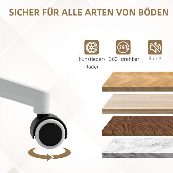 kontorsstol vit konstläder, justerbar, med fotstöd och tippfunktion
