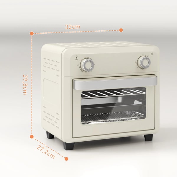 Miniugn med Varmluft 10L, 1000W, Krämvit/Rostfritt Stål
