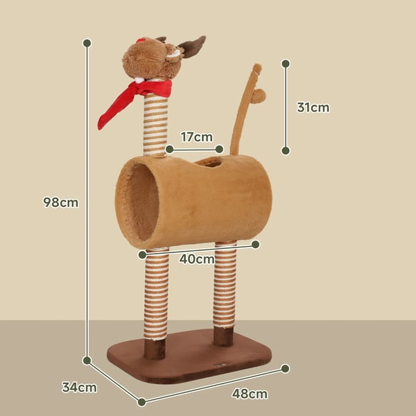 Kradsetre 98 cm Hjorte-kradsetre med hule, legbold og jutestammer - Brun