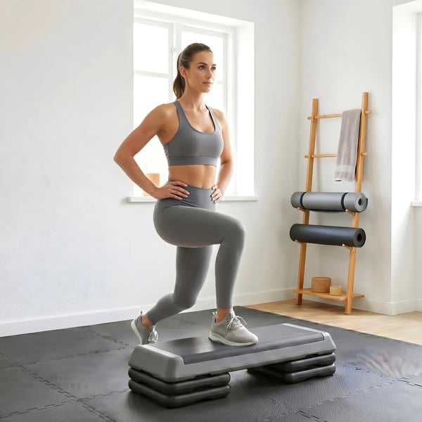 Aerobic Stepper, Justerbar Höjd 10,5-20,5 cm, Halkfri Plast, Grå/Svart, Max 250 kg