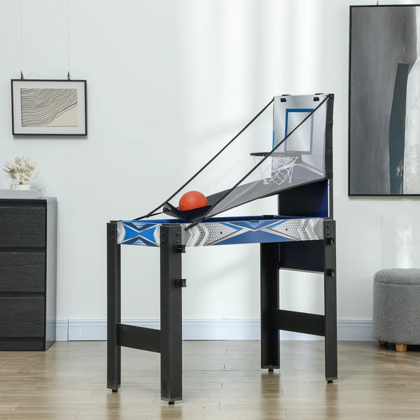 5-i-1 Multispil Bord: Billard, Bordtennis, Hockey, Basketball, Bueskydning – Blå/Sort MDF, 91x45,5x76 cm