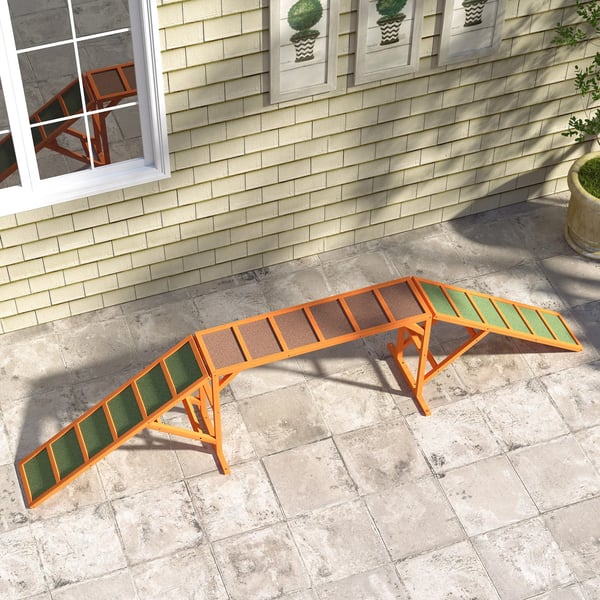 Hund Agilitybro i gran, orange, 325x55x69 cm