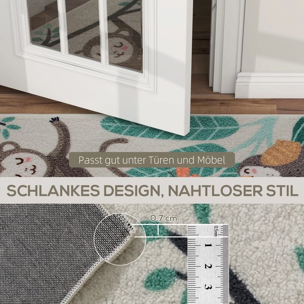 Mjuk Fleece-matta med Djungelmönster - Flerfärgad Polyester, Lättskött och Halkfri