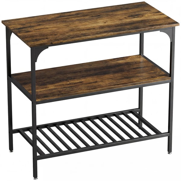 3-trins kkkenreol i rustik brun og sort - stabil stålramme og spånplade, 100x50x90 cm 3-trins kkkenreol i rustik brun og sort - stabil stålramme og spånplade, 100x50x90 cm