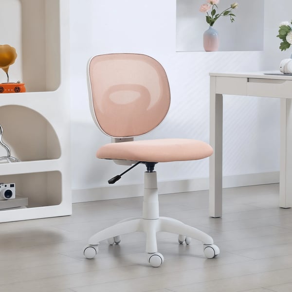 Ergonomisk kontorsstol, C-formad rygg, höjdjusterbar, mesh, rosa, plast/nylon