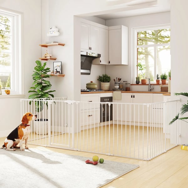djurhage 8 paneler med dörr vit kolstål/plast 75 cm