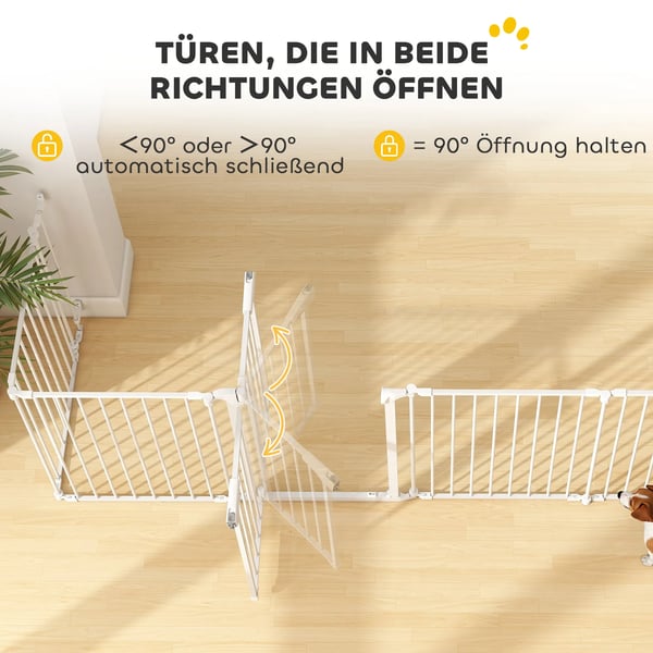 djurhage 8 paneler med dörr vit kolstål/plast 75 cm