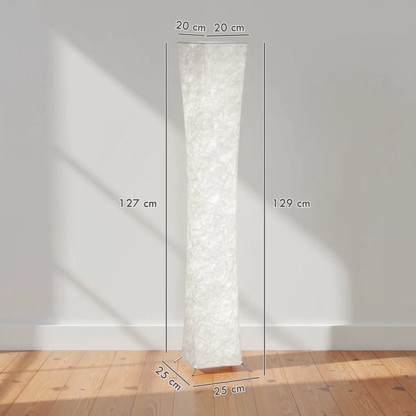 Golvlampa med pappersskärm, fotströmbrytare, 3 ljusnivåer, stål/plast, silver/vit