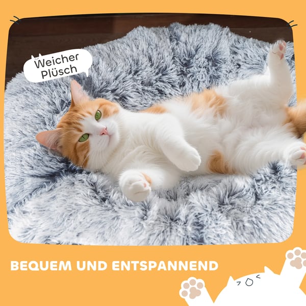 Kattunnel med kudde, hopfällbar, plysch, ljusgrå