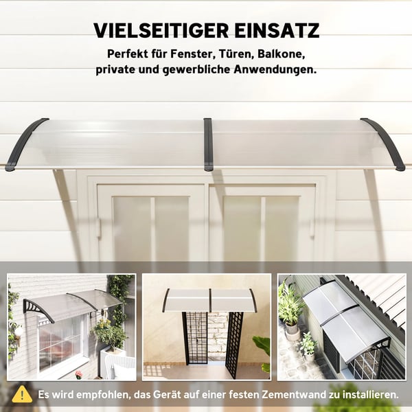 Dobbelt Markise til Dør - 75x195cm - Polycarbonat & Aluminium - Klar/Sort