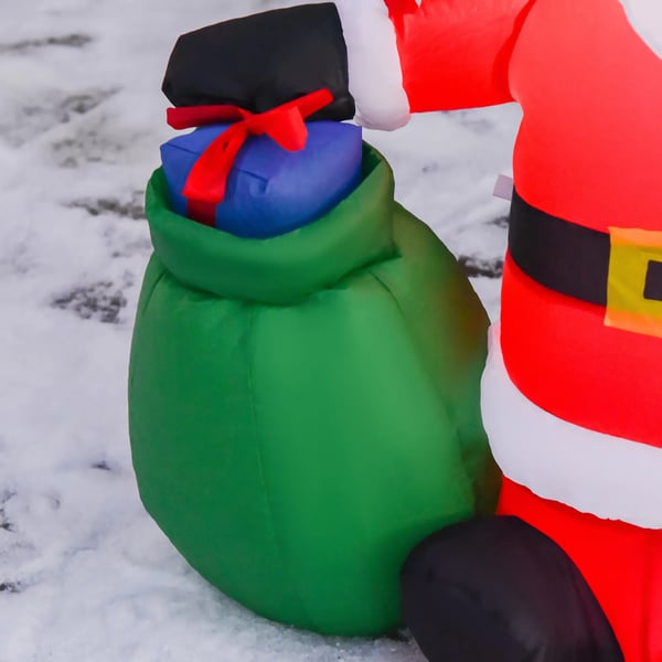 Puhallettava Joulupukki - Lämpimän Valkoinen LED, 120cm korkea, Polyesteri, IP44