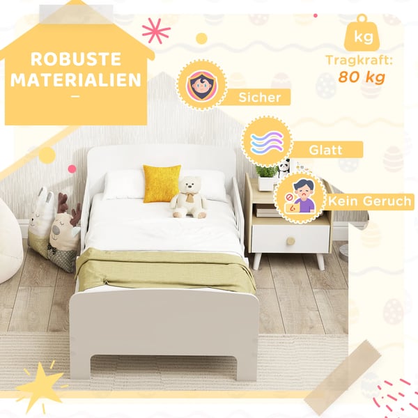 Barnsäng Vit MDF med säkerhetsskenor 3-8 år