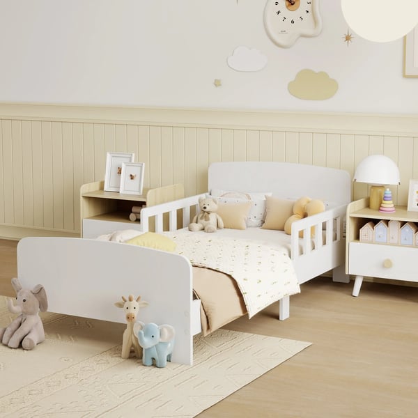 Barnsäng Vit MDF med säkerhetsskenor 3-8 år