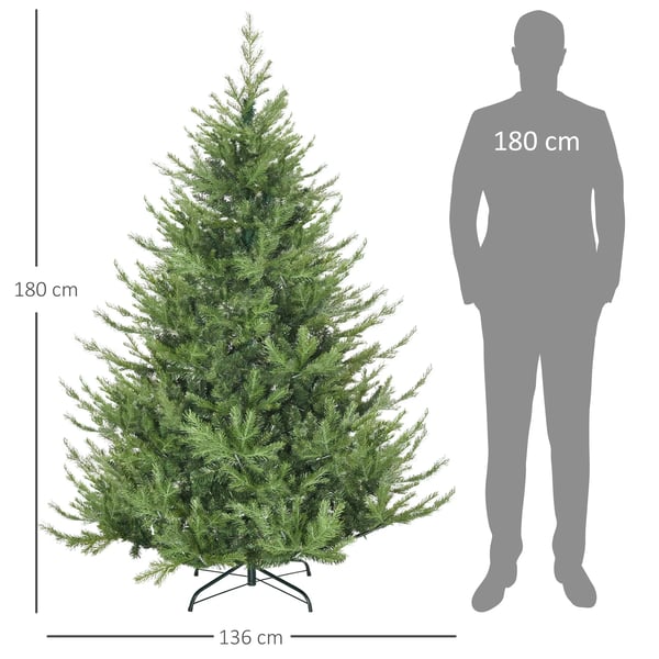 180 cm Kunstigt juletræ realistisk tættere grene kunstig fyrretræ juletræ med 1942 grenspidser grøn