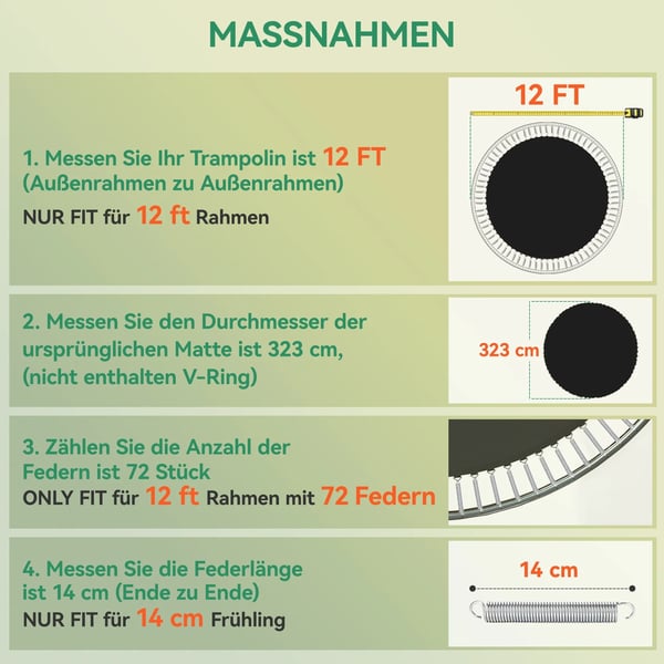 trampoliinin hyppymatto, Ø323 cm, Oranssi/Musta, Polypropeeni, UV-suojattu, Varaosa