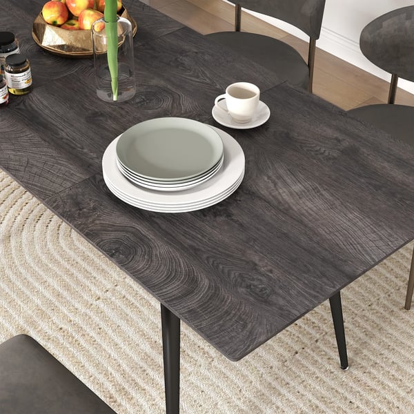 Utdragbart matbord grått MDF 6-8 personer, köksbord, 160x75x77 cm