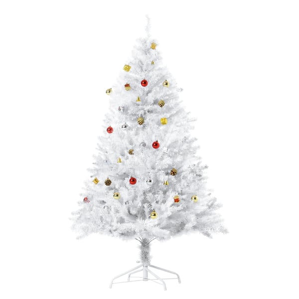 Juletræ kunstigt juletræ Grantræ træ 150cm med stativ inkl. dekoration (150cm, hvid/Juletræ)