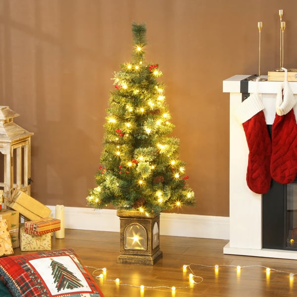 Kunstigt juletræ 120 cm kunstigt grantræ med 100 LED-lys, 8 tilstande, 214 grene